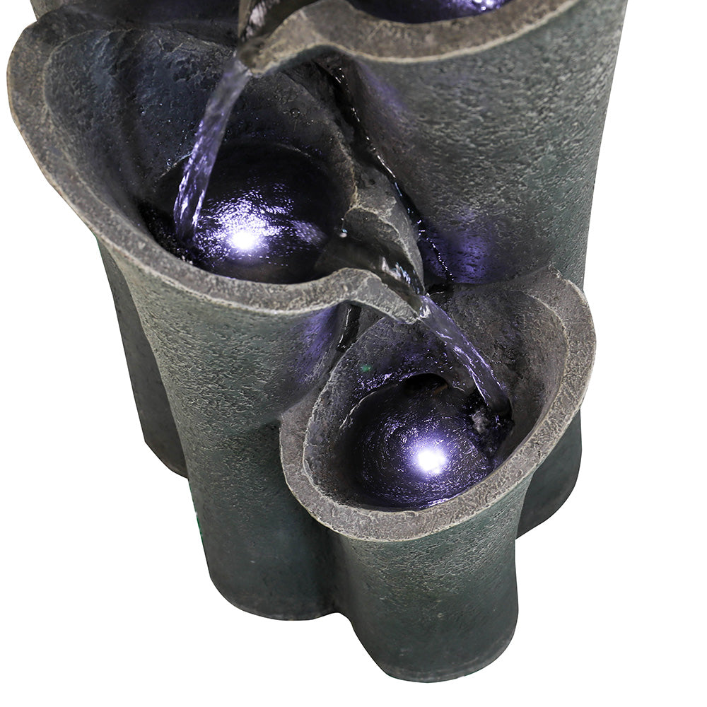 Willwolf 40'' Outdoor Resin Electric Water Fountain with LED Lights， Garden Patio Backyard Lawn Porch