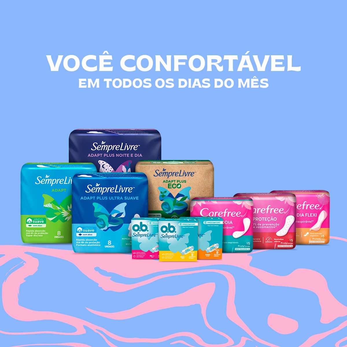 Absorvente sem Abas Malha Suave Sempre Livre Adapt 8 Unidades