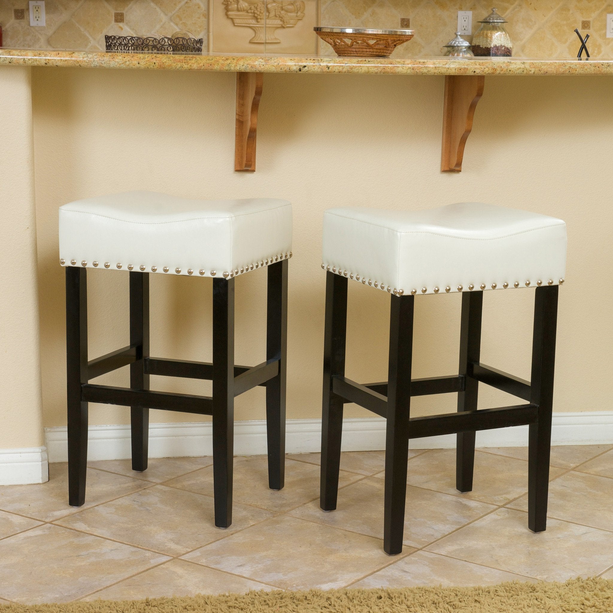 Chantal Backless Leather Counter and Bar Stool, Set of 2