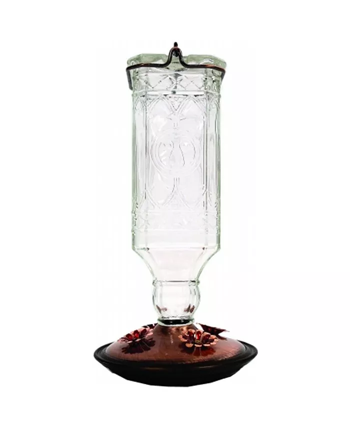 WoodStream Clear Antique Bottle Hummingbird Feeder 24 Ounce Copper 8118-2