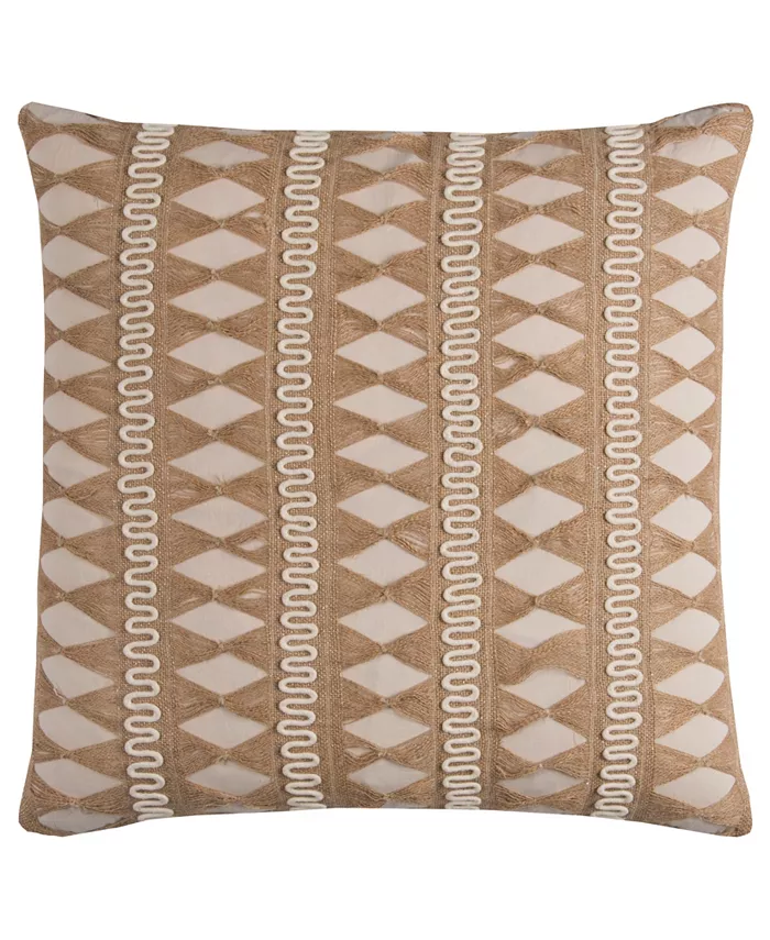Rizzy Home Pulled Jute Stripe Polyester Filled Decorative Pillow， 22