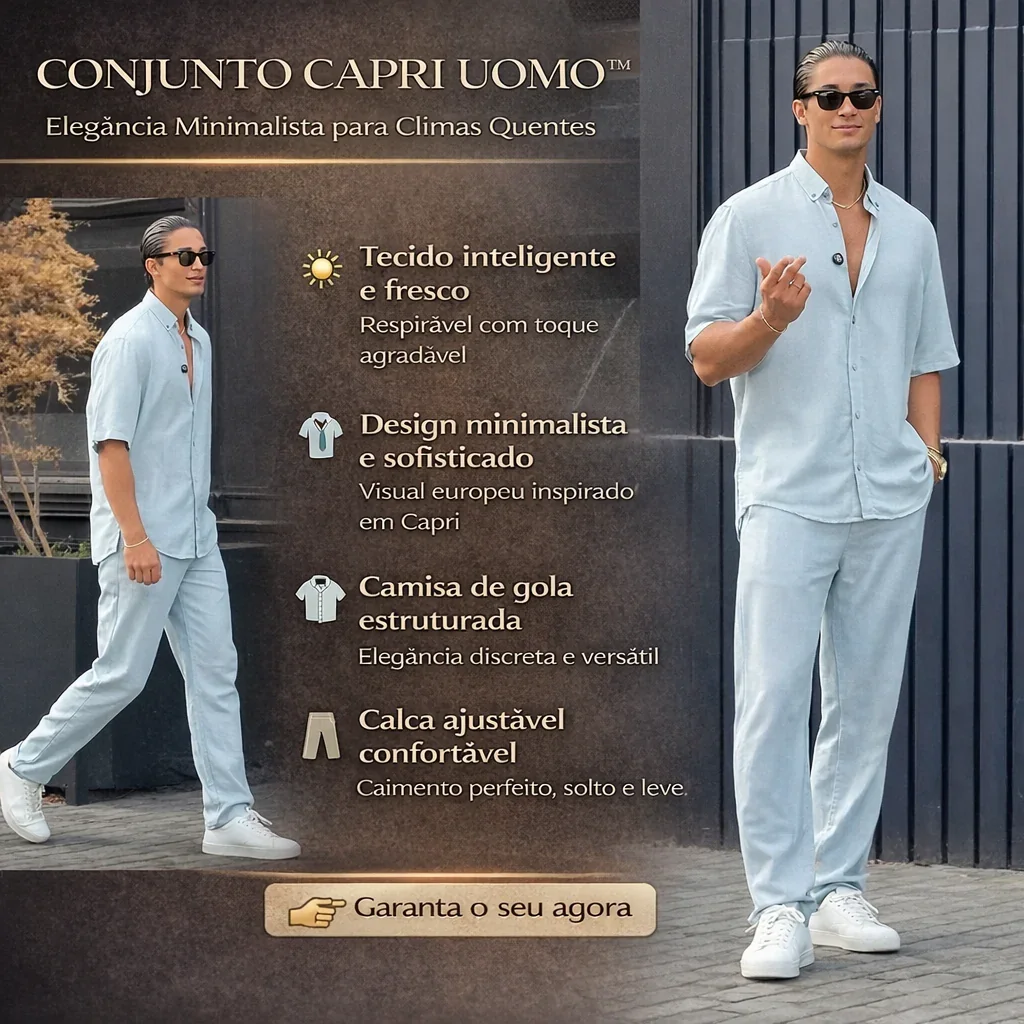 Conjunto Capri Uomo™ em Tecido Inteligente com Design Minimalista / O Luxo Europeu Mediterrâneo para o Verão 2025-2026
