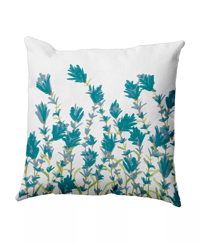 E by Design Lavender 16 Inch Blue Decorative Floral Throw Pillow