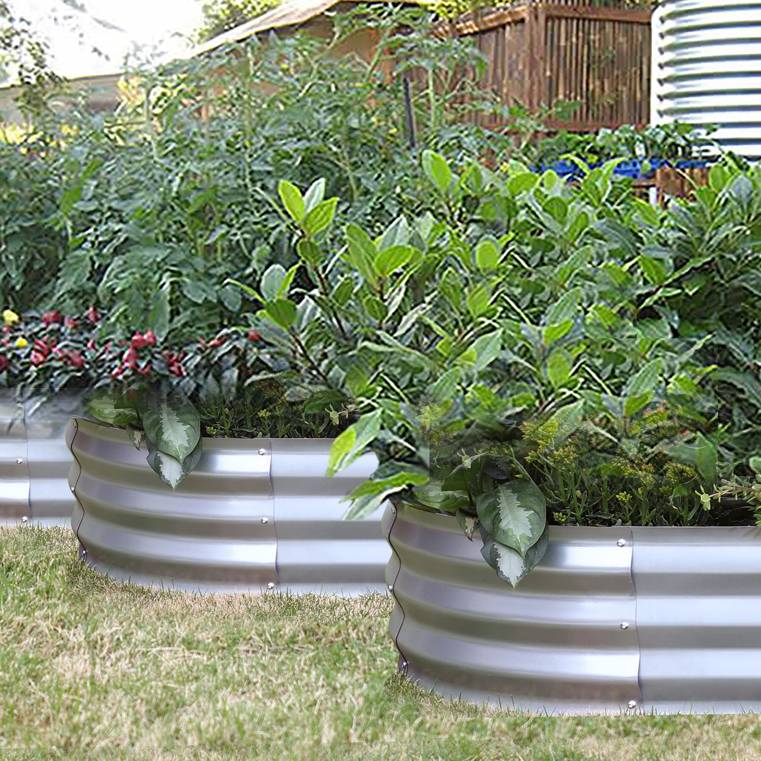 LuxenHome WHPL1606 6 x 3 in. Oval Raised Galvanized Steel Garden Bed Planter, Silver