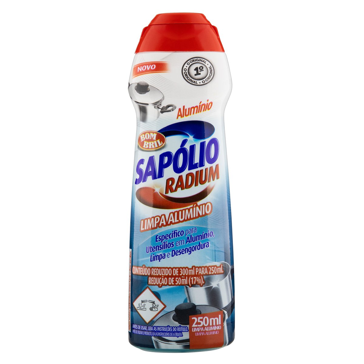 Saponaceo Cremoso Limpa Aluminio Bom Bril Sapolio Radium 250ml