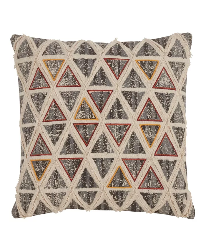 Saro Lifestyle Triange Embroidered Decorative Pillow， 18