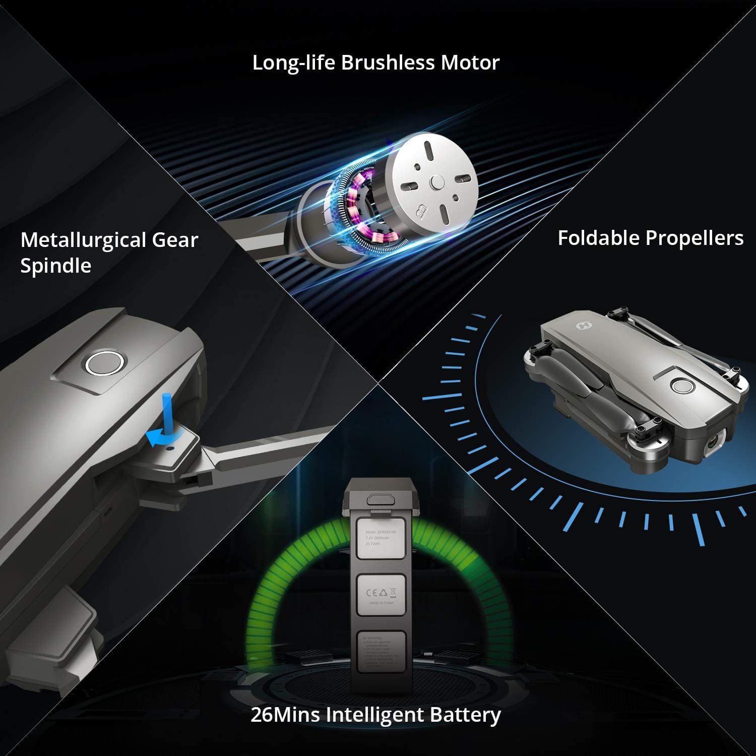 Holy Stone HS720 GPS Drone with Camera 4K UHD for Adults 2 Batteries Offer 52 Mins Flight Time Black