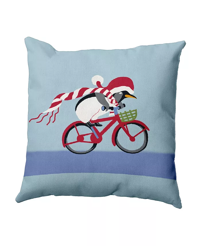 E by Design 16 Inch Light Blue Decorative Christmas Throw Pillow