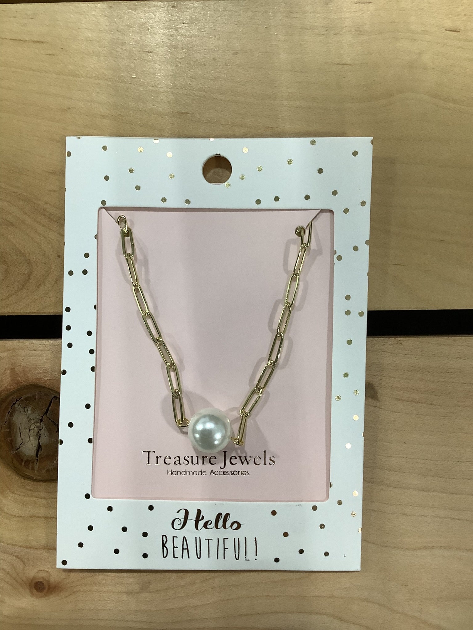 PRE-ORDER Single Pearl Gold Necklace shipping apx 4/30