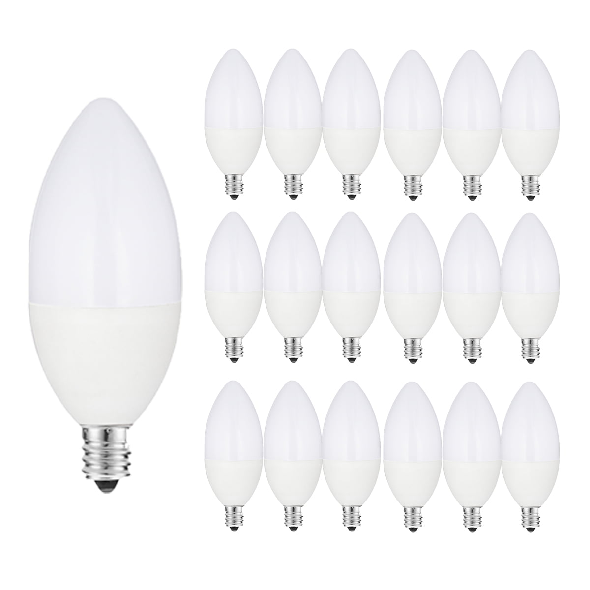 LED Candelabra Light Bulbs E12 - Ceiling Fan Bulb， 60 Watt Equivalent， 550 Lumens， B11 Type B Candle Lights， 120V 5000K Daylight White Lightbulbs， Non-Dimmable， 24 Pack