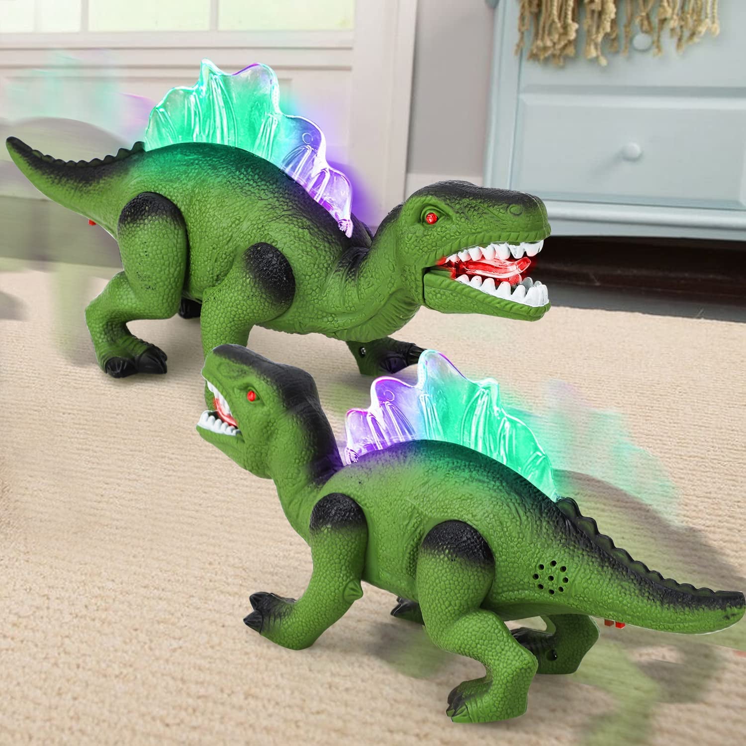 TOY Life Walking Dinosaur Toys for Kids， Light up Robot Toys， 12 inches Dinosaur with Mouth Moves and Roars， Electronic Dino Toys Robot Dinosaur Gift for Kids 3 4 5 6 7 Years