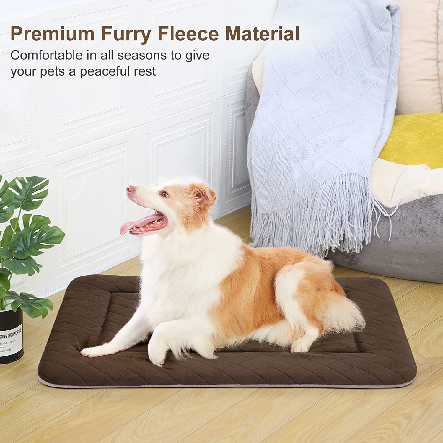 PROCIPE Large Dog Bed Cozy Crate Mat Anti Slip Mattress Washable for Large Medium Small Pets Sleeping
