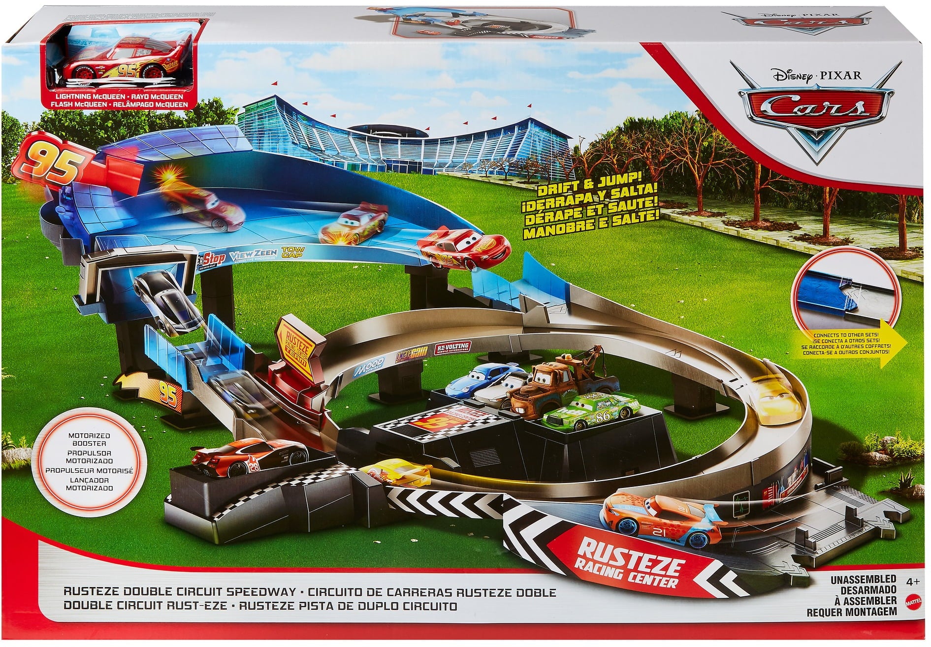 Disney and Pixar Cars Rusteze Double Circuit Speedway Playset with Lightning McQueen Toy Car