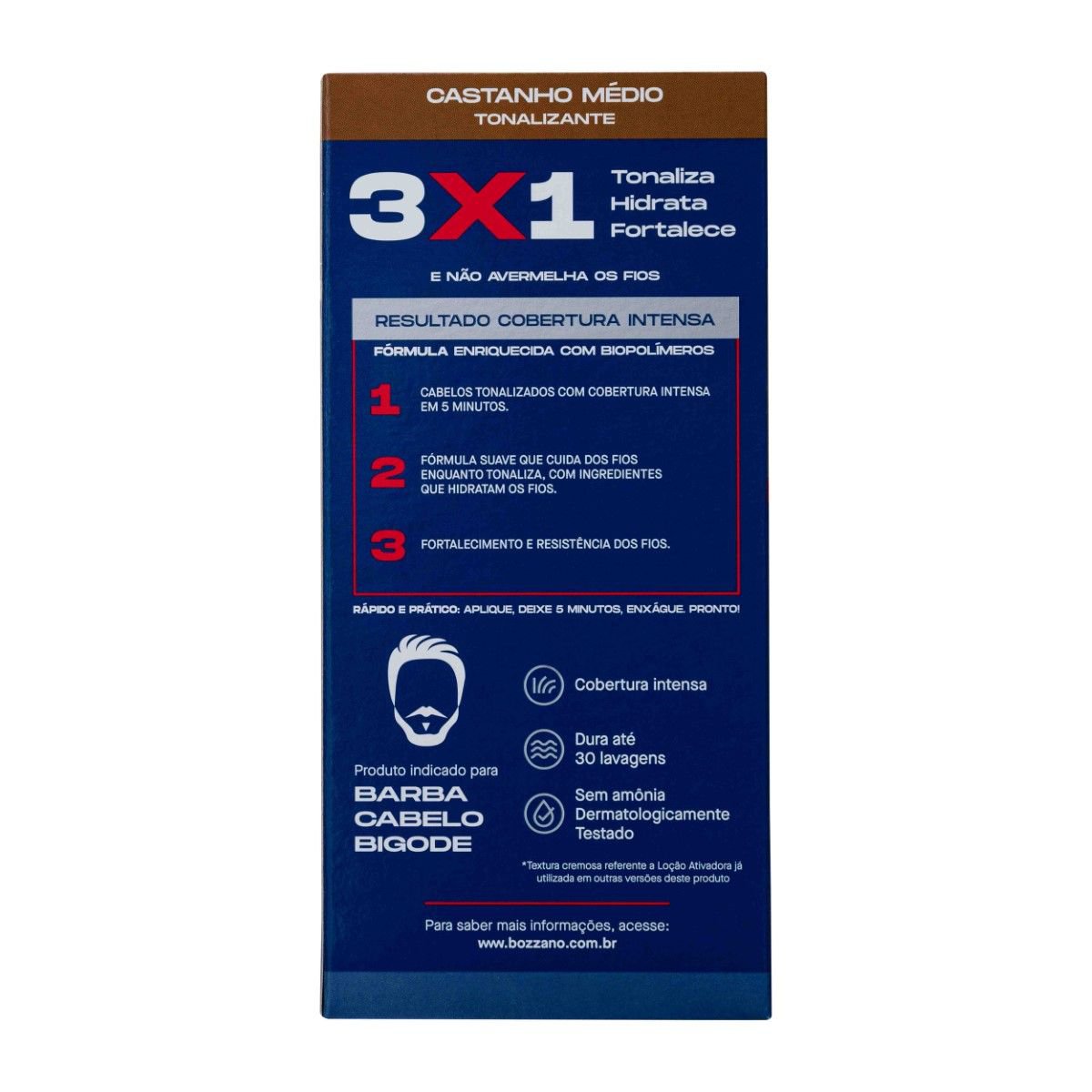 Tonalizante de Cabelo Masculino Biocolor Homem Bozzano Castanho Medio