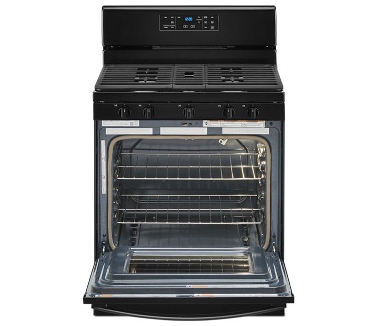Whirlpool 5 Cu. Ft. Black Gas Range With Center Oval Burner