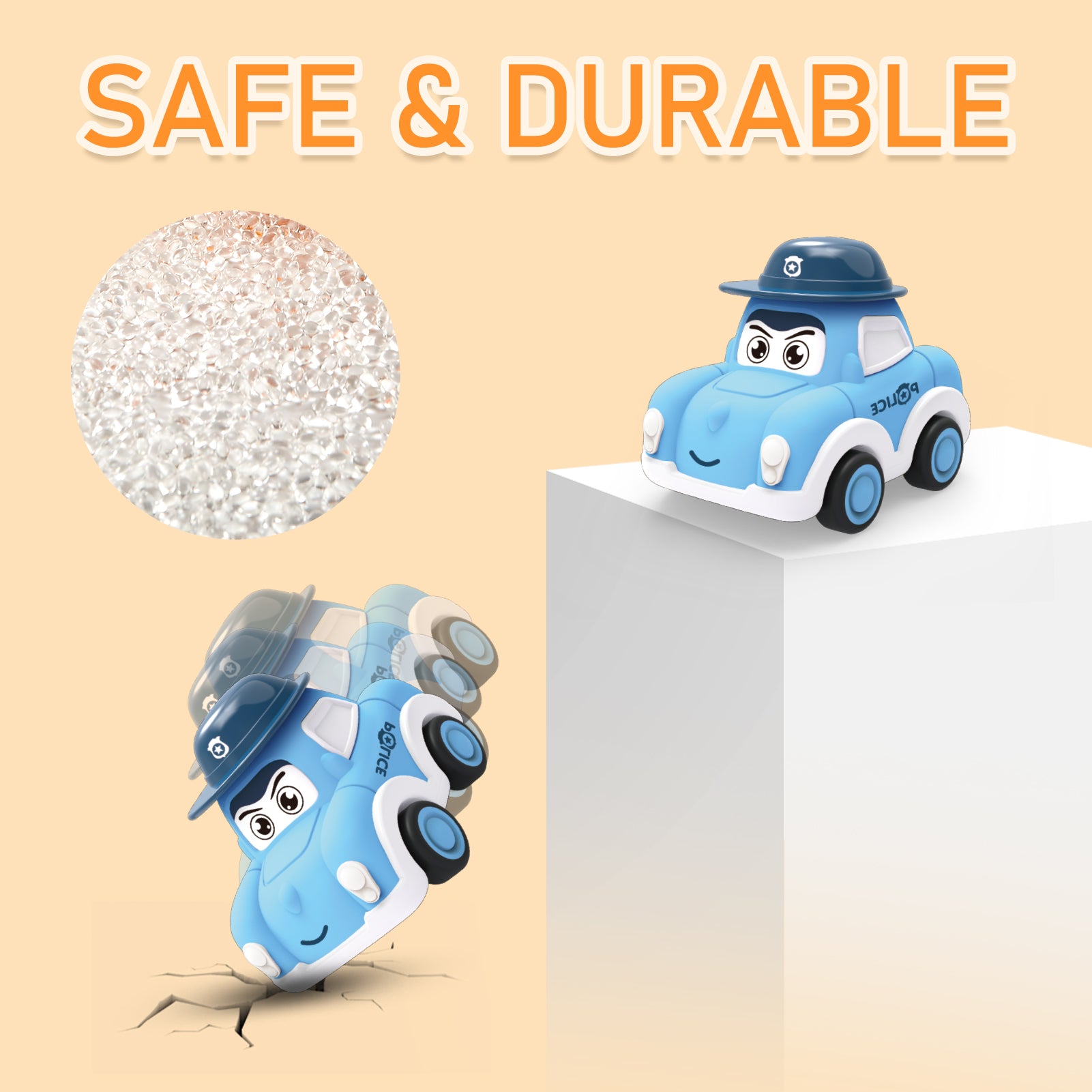 Pull Back Cars for Toddlers 1-3， Vehicles Toy for 1 Year Old Boy，6 Pieces Push and Go Mini Car Set with Playmat Storage Bag，Birthday Present for 1 Year Old Boy