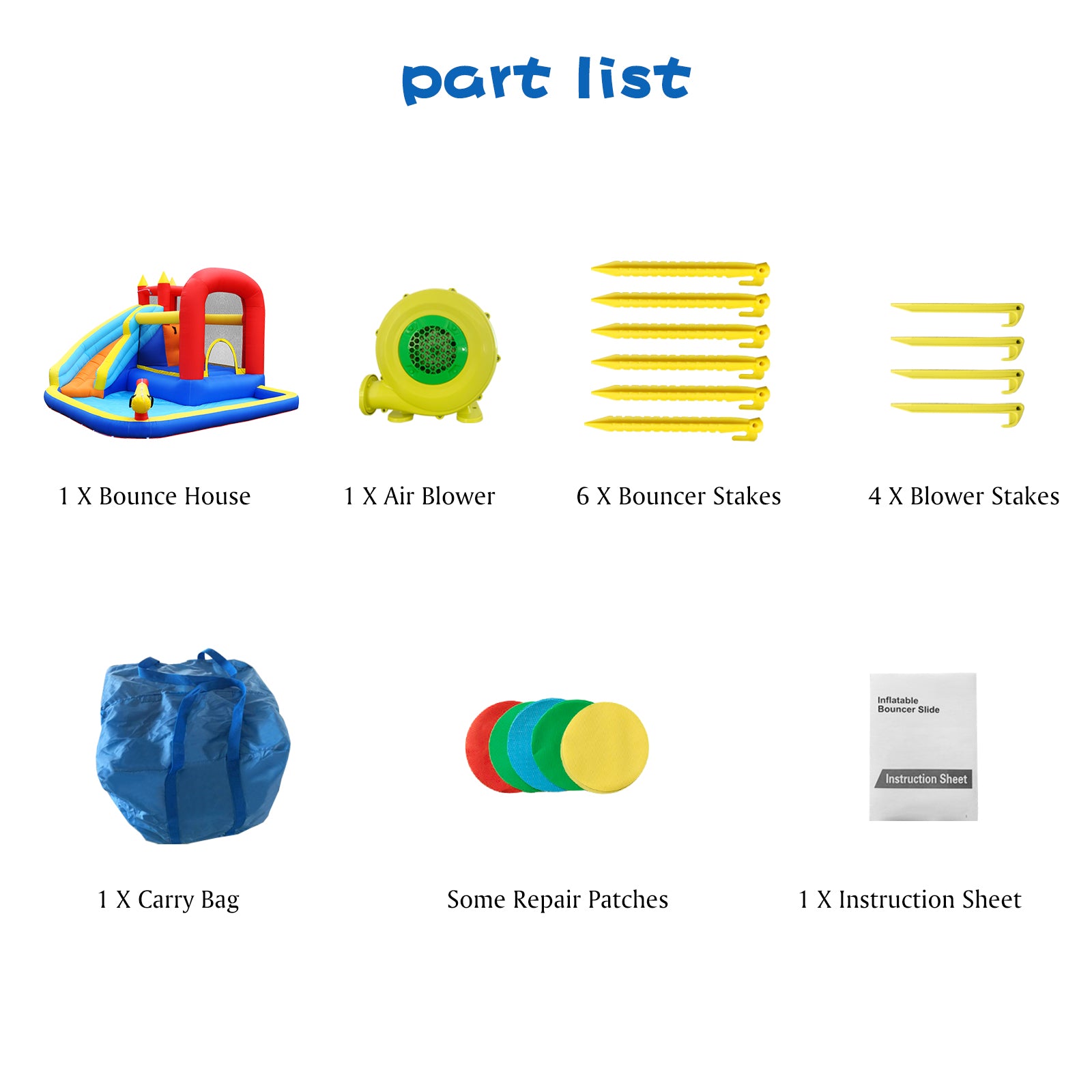 Track 7 Inflatable Water Slide for Kids，Inflatable Bounce House with Waterslide Park，Jumper Slide Playhouse with Splash Pool，Water Cannon，Climbing Wall，Air Blower，Jumping Bouncer for Backyard Outdoor