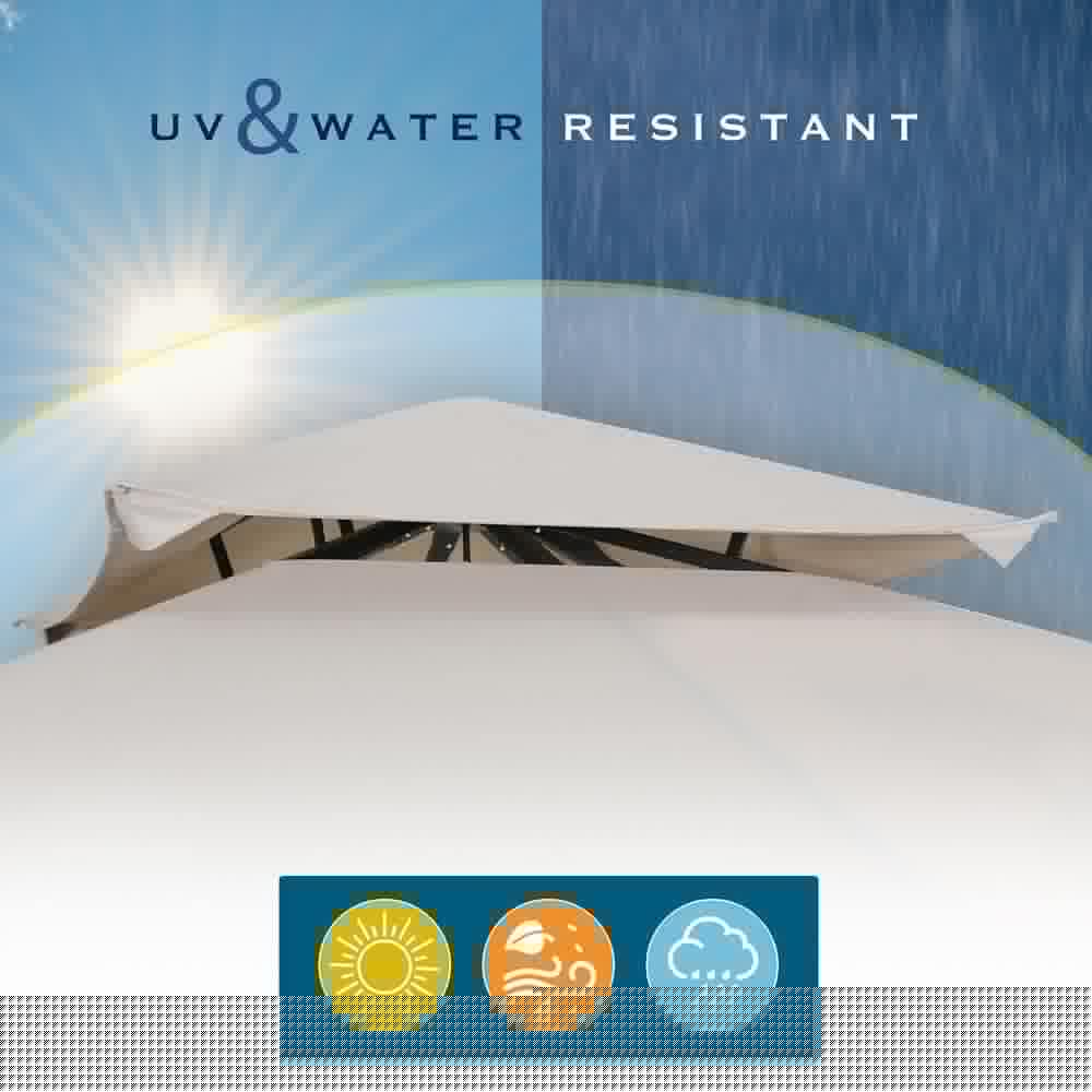 LAUREL CANYON 8 ft x 8 ft Beige Soft Top Steel Outdoor Patio Gazebo with Shelves