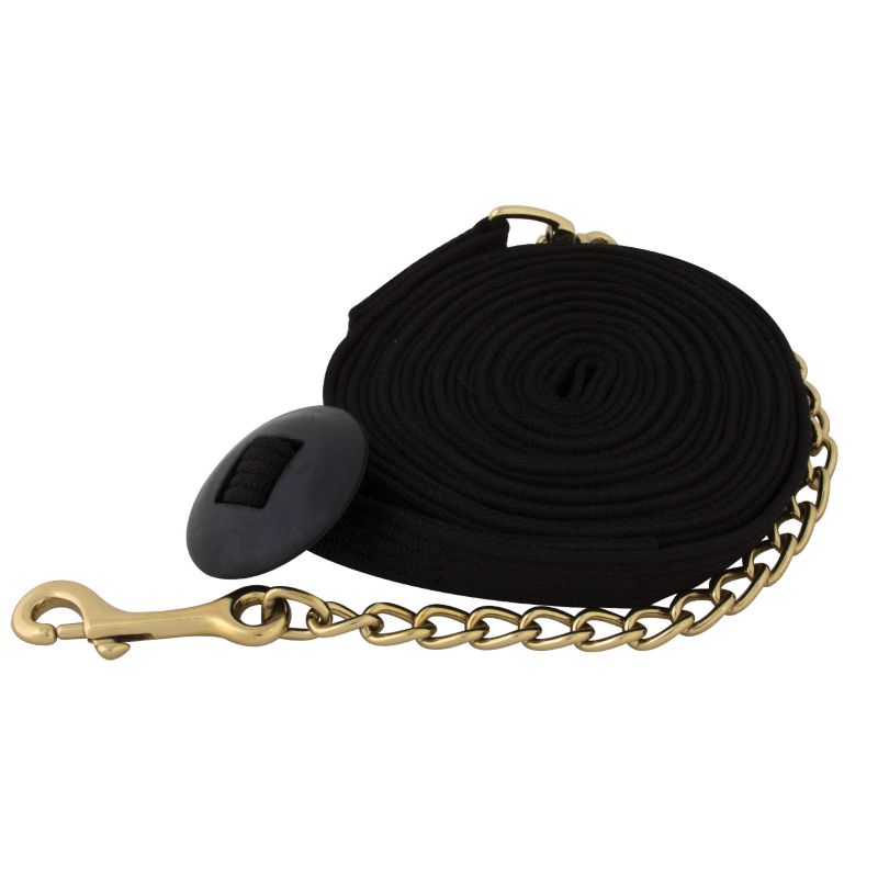 Basic Flat Cotton Web Lunge Line w/Chain Black