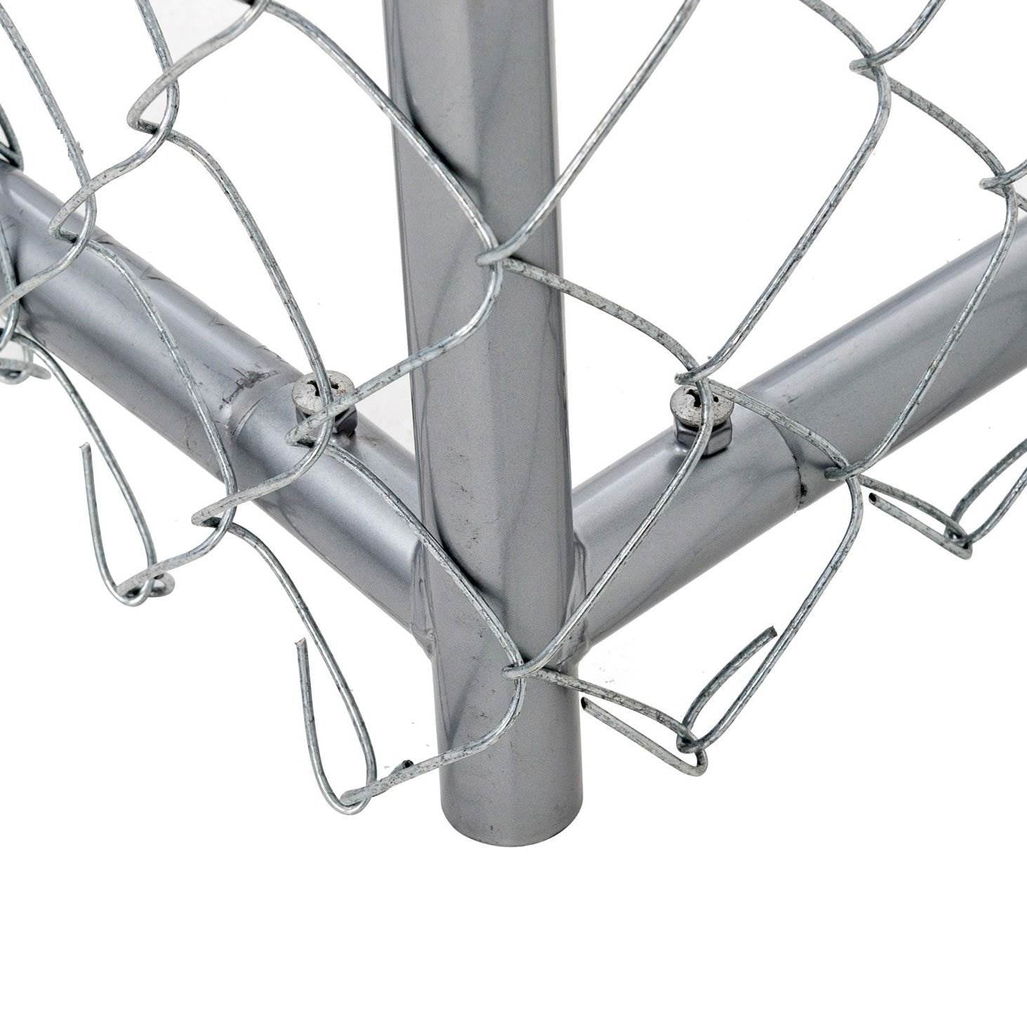 Lucky Dog 10 x 10 Ft Outdoor Steel Chain Link Dog Kennel and Waterproof Roof Cover