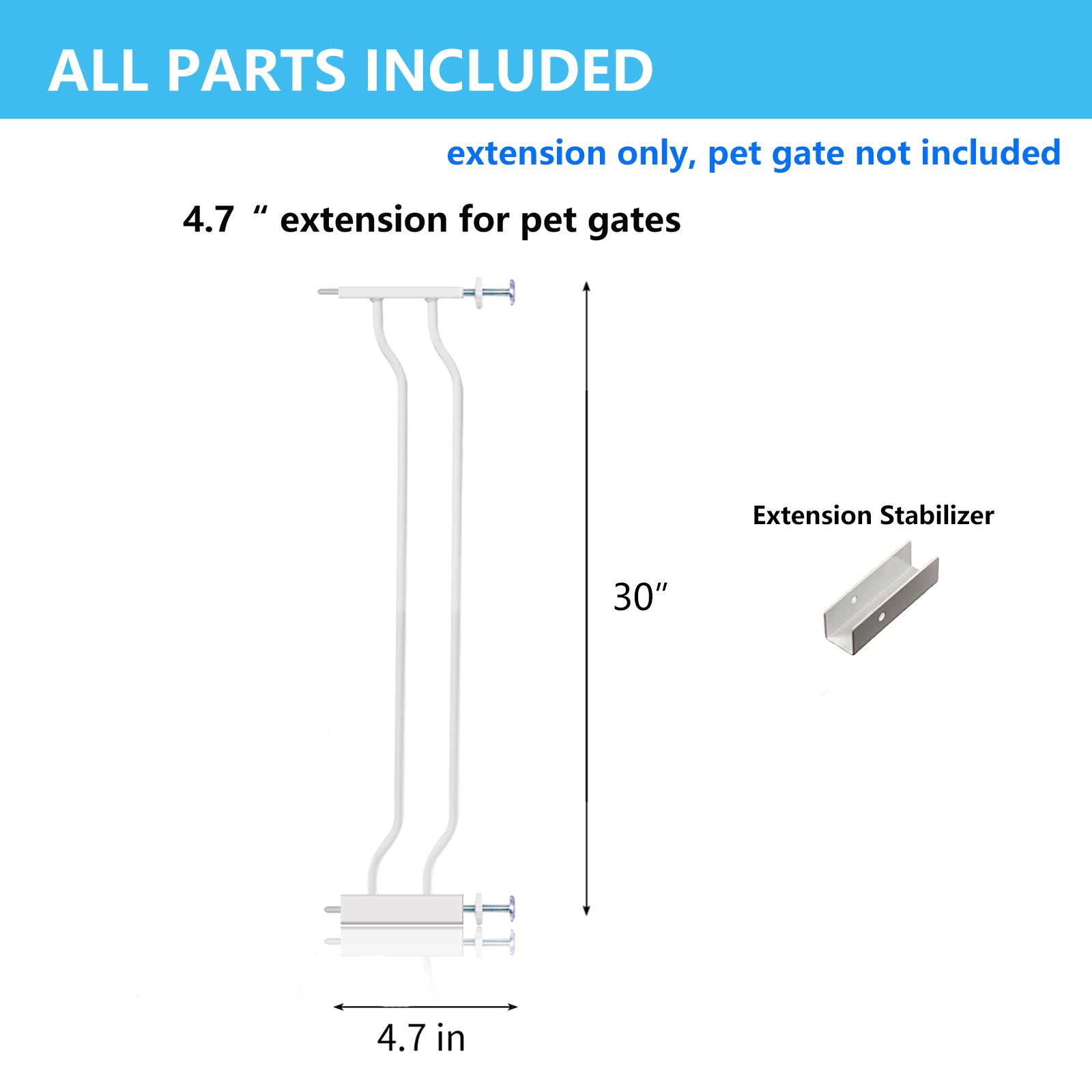 4.7inch Extensions for Extra Wide and Tall Baby Gate with Auto-Close and Hold-Open Features， Easy Walk Thru Indoor Safety Gate Extension Kit， Pet Gates Extension，Dog Gates Extension