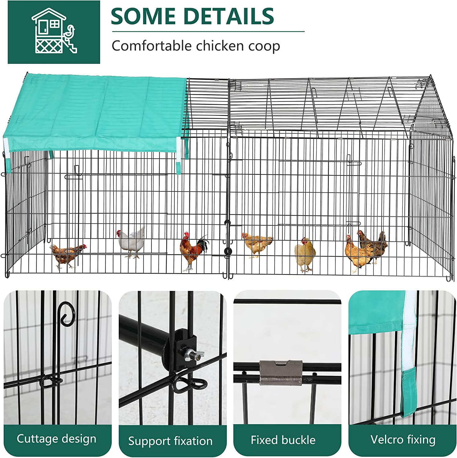 BestPet 87”×41” Large Metal Chicken Coop，Walk-in Poultry Cage Chicken Run Outdoor Duck Coop Chicken Pen Pet Playpen w/Door and Cover Rabbit Enclosure for Backyard Farm