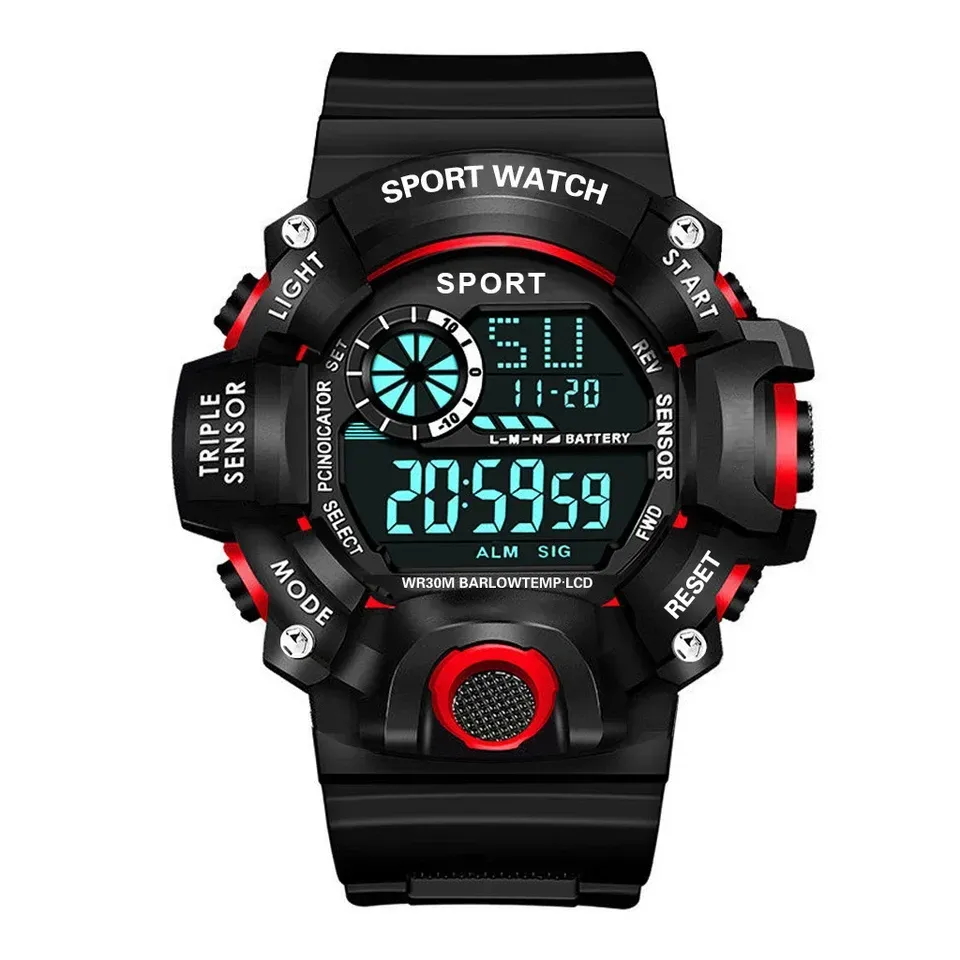 LIUYANGTIAN Fashion Men's Watch Sports Electronic Wristwatch Large dial Multifunctional Waterproof Luminous Alarm Kids Male's Military Watch