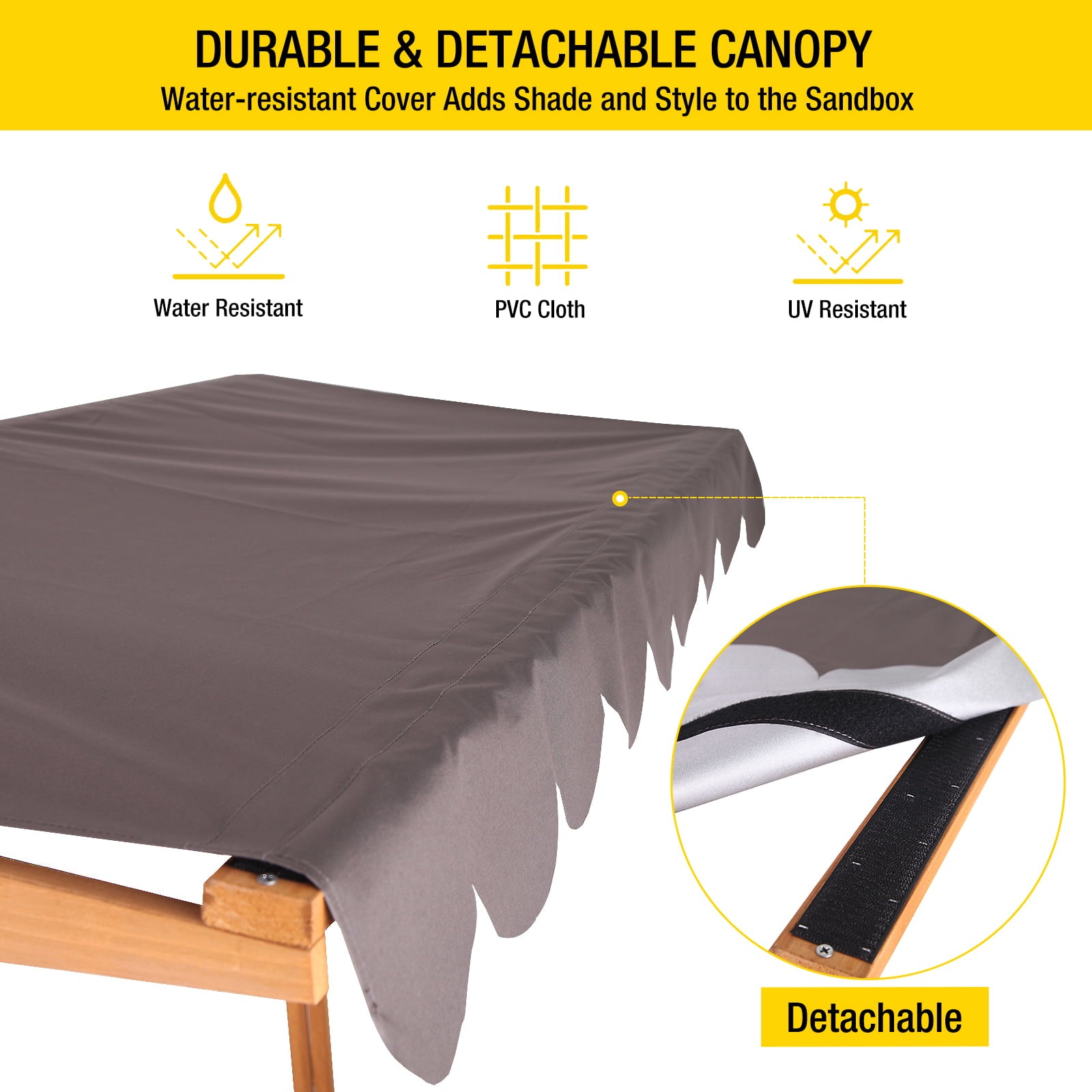 Morgete 47'' Outdoor Sandbox for Kids with Lid and Bench， Wooden Sand Play Toys Center