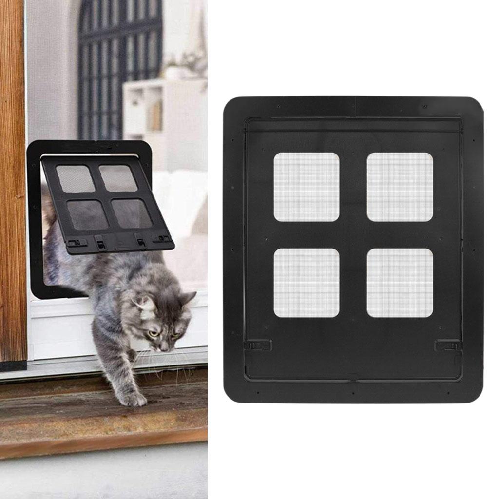 Locking Pet Door Gate with Locking Function Flap Door Animal Supplies for Medium Small Pet - Black， L L