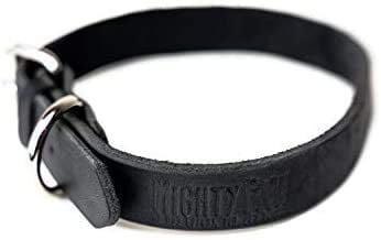 Mighty Paw Leather Dog Collar， Distressed Real Genuine Leather and a Strong Metal Buckle. Super Soft for Ultimate Comfort. Modern Designer Look for Small， Medium， Large and XL Pets