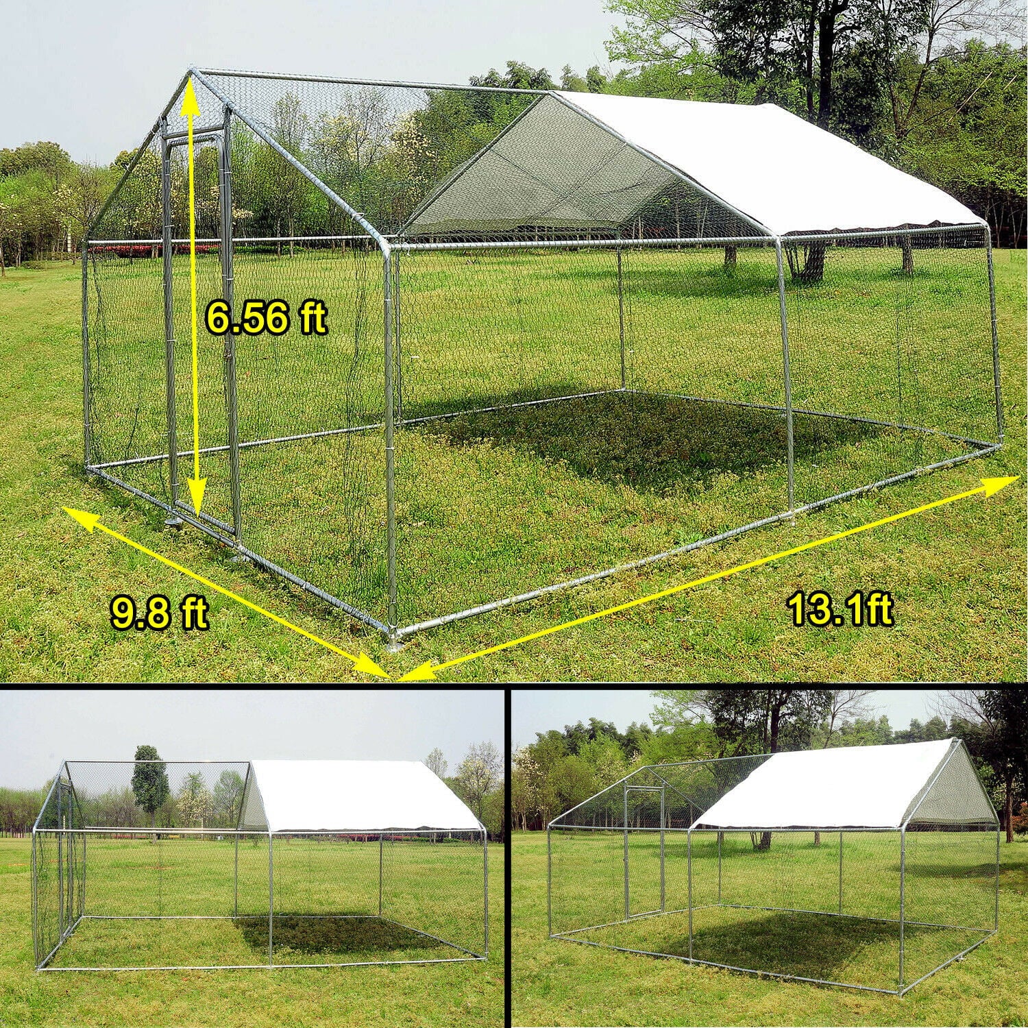 Walnest 13x10 ft Walk in Coop Chicken Run Backyard Hen House Poultry Rabbit Cage and Cover