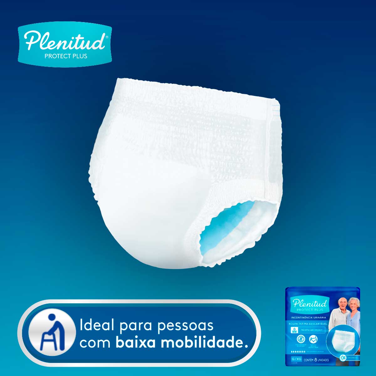 Roupa Intima Plenitud Plus para Incontinencia P/M 8 Unidades