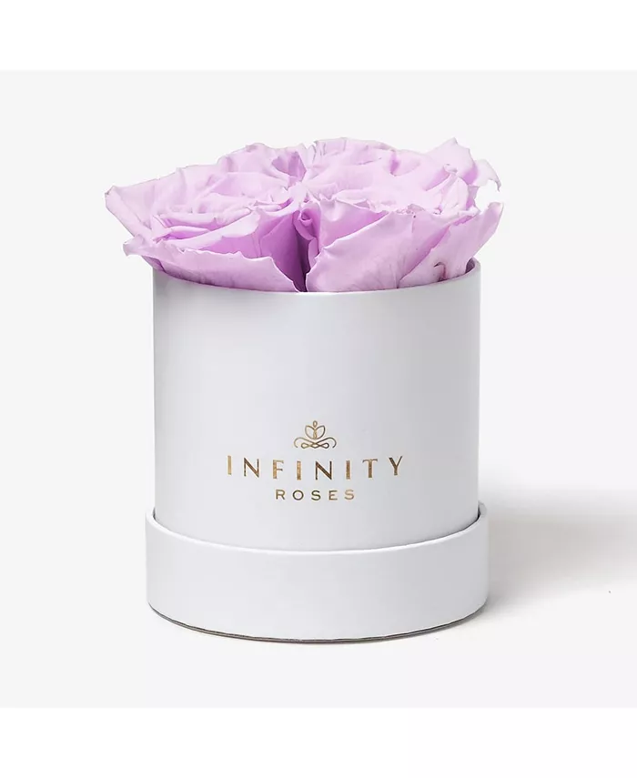Infinity Roses Round Box of 4 Lavender Real Roses Preserved To Last Over A Year