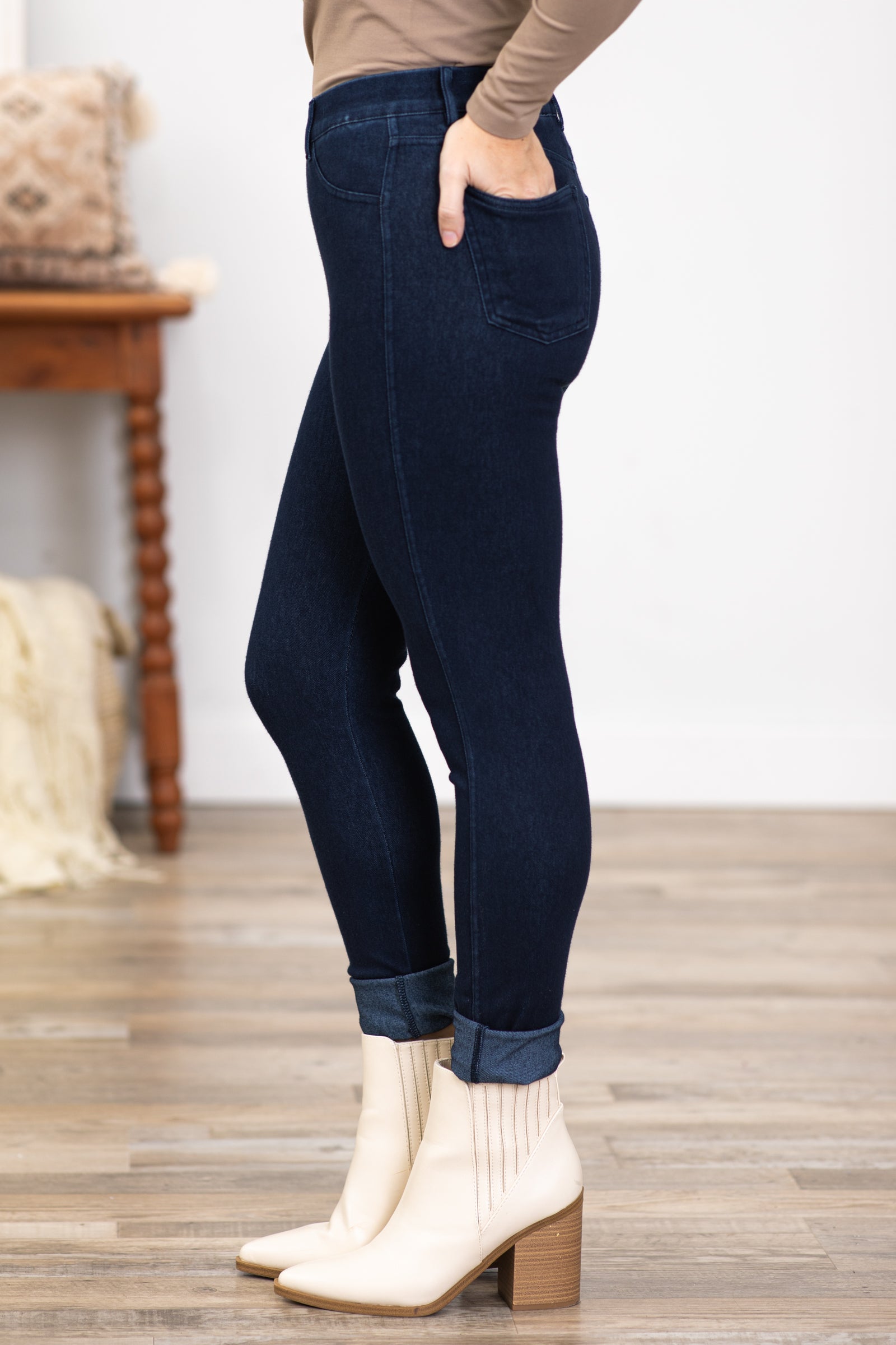 Dark Wash Cotton Stretch Jeggings