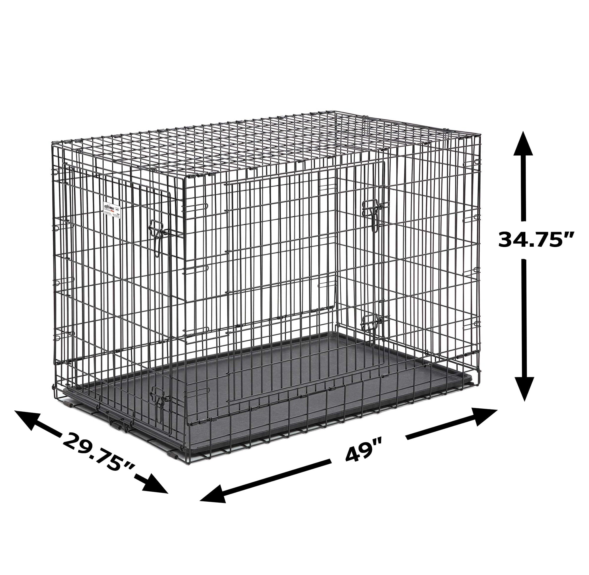 MidWest Homes For Pets Ultima Pro Extra-Strong Double Door Metal Dog Crate， 48