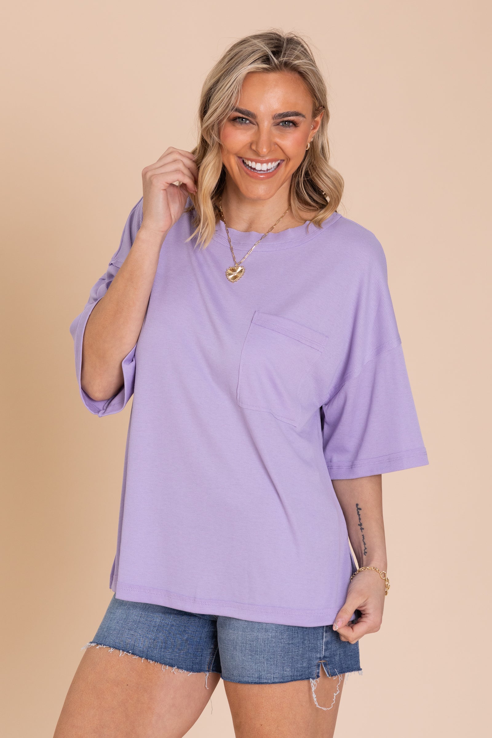 Oversized Ribbed Short Sleeve Knit Top