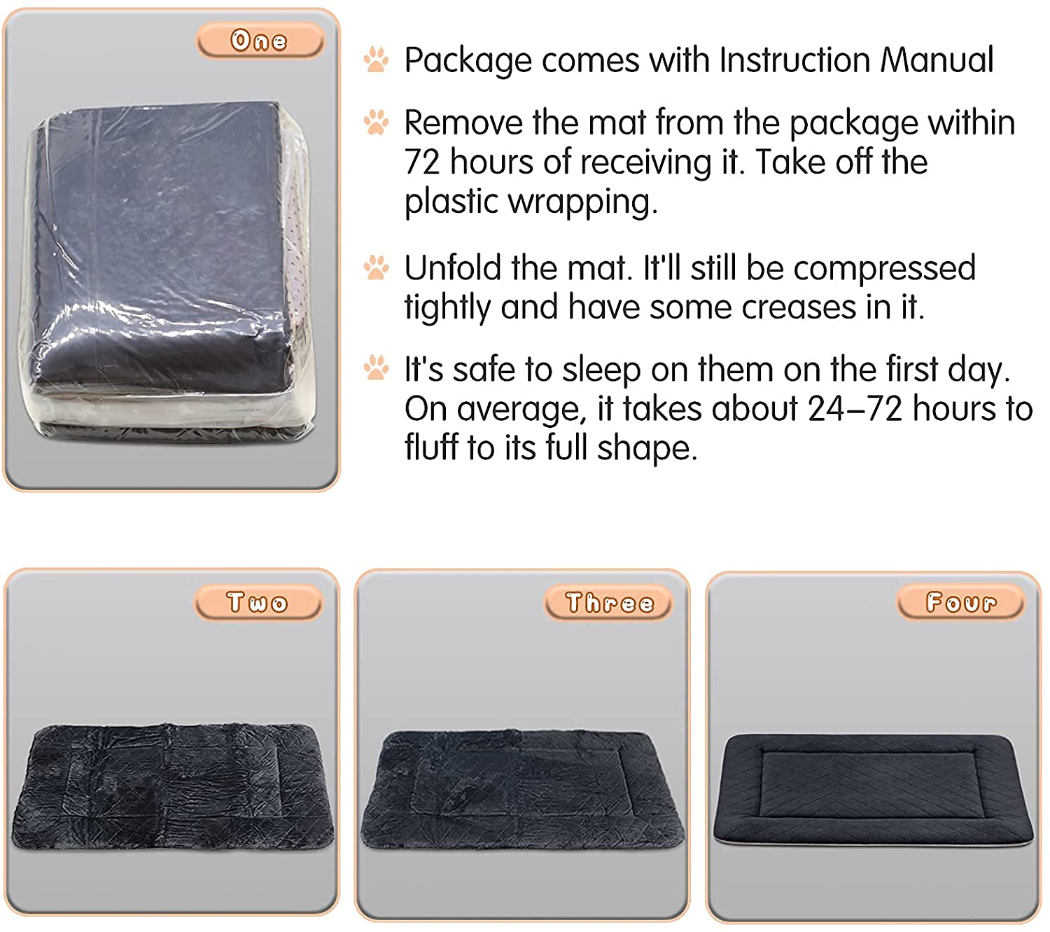 PROCIPE Large Dog Bed Crate Mat Anti Slip Mattress Washable for Large Medium Small Pets Sleeping