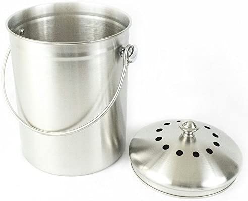 Natural Home 1.3 Gal. Stainless Steel Compost Bin - Silver