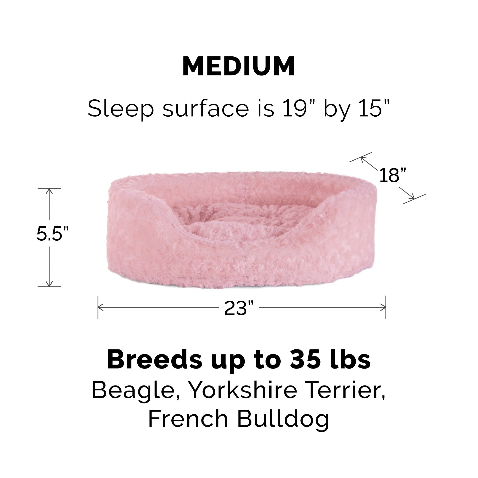 FurHaven | Oval Ultra Plush Pet Bed for Dogs and Cats， Strawberry， Medium