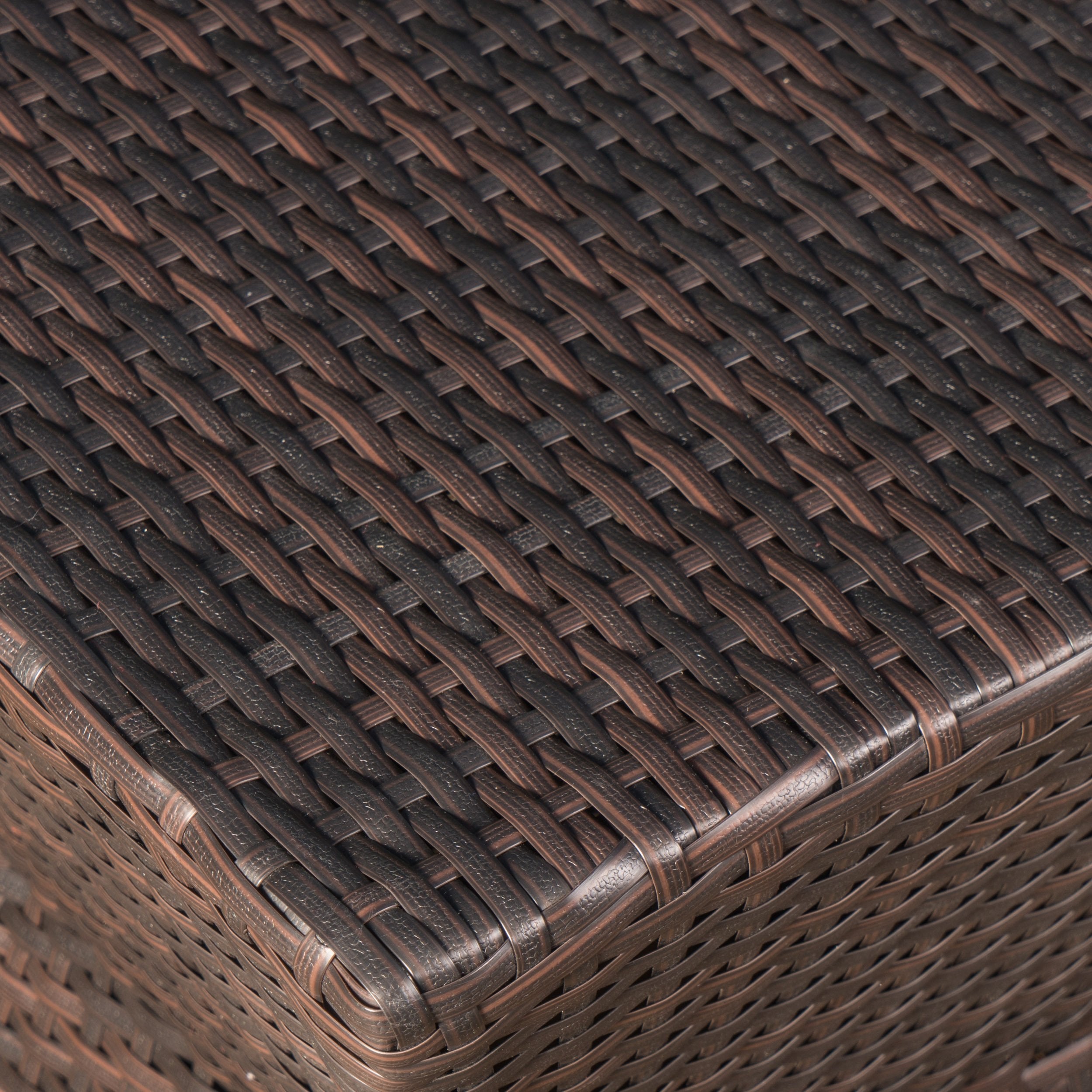 Bakerville Outdoor 3 Piece Multi-Brown Wicker Chat Set with Stacking Chairs