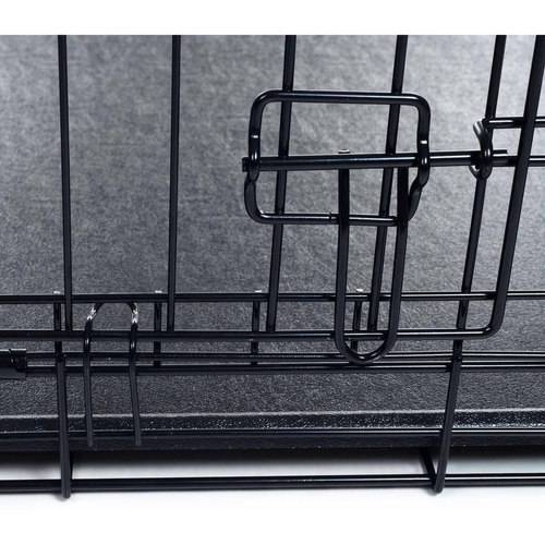 Petmaker Double Door Foldable Dog Crate， Black， Large， 42