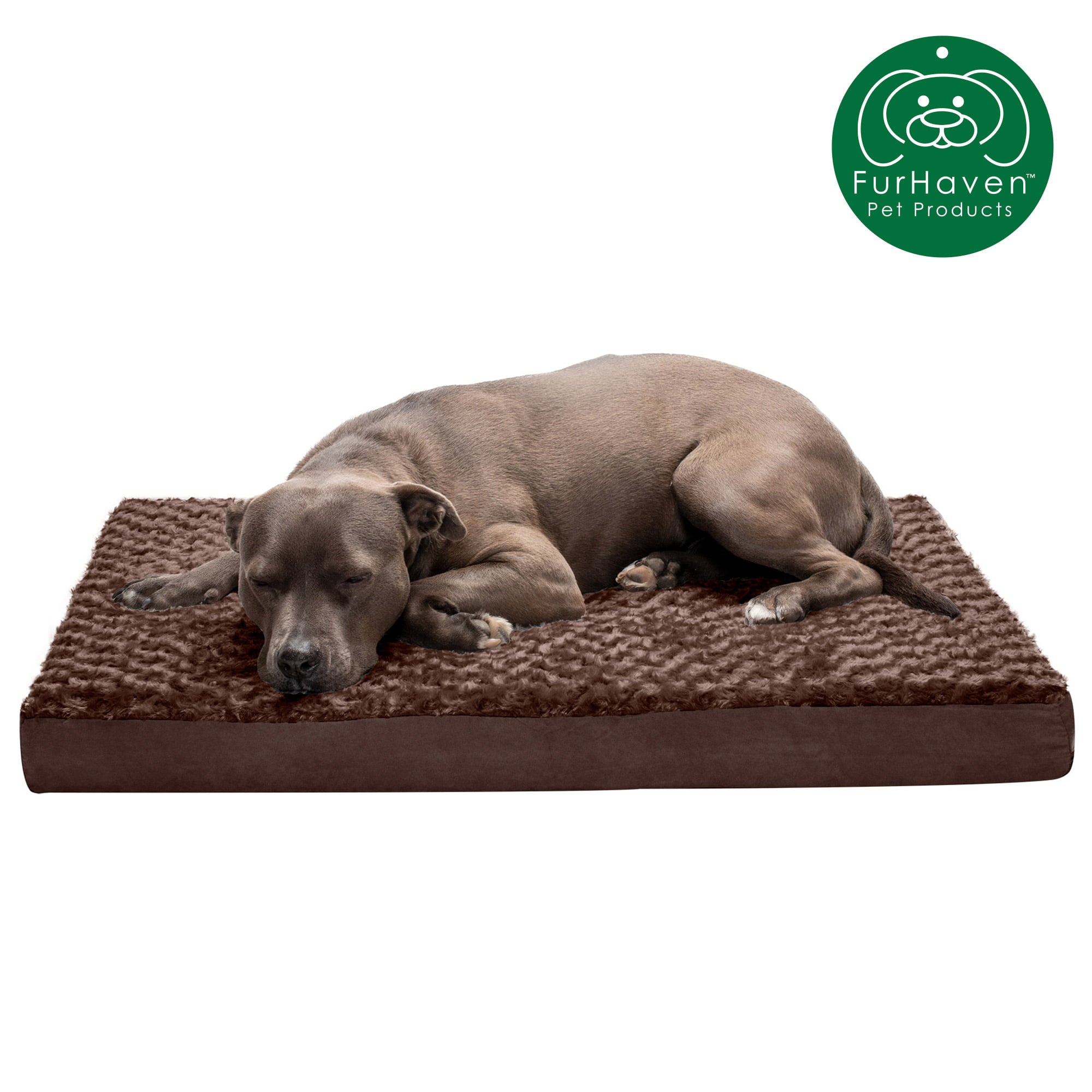FurHaven Pet Products | Deluxe Memory Foam Ultra Plush Mattress Pet Bed for Dogs and Cats， Chocolate， Large