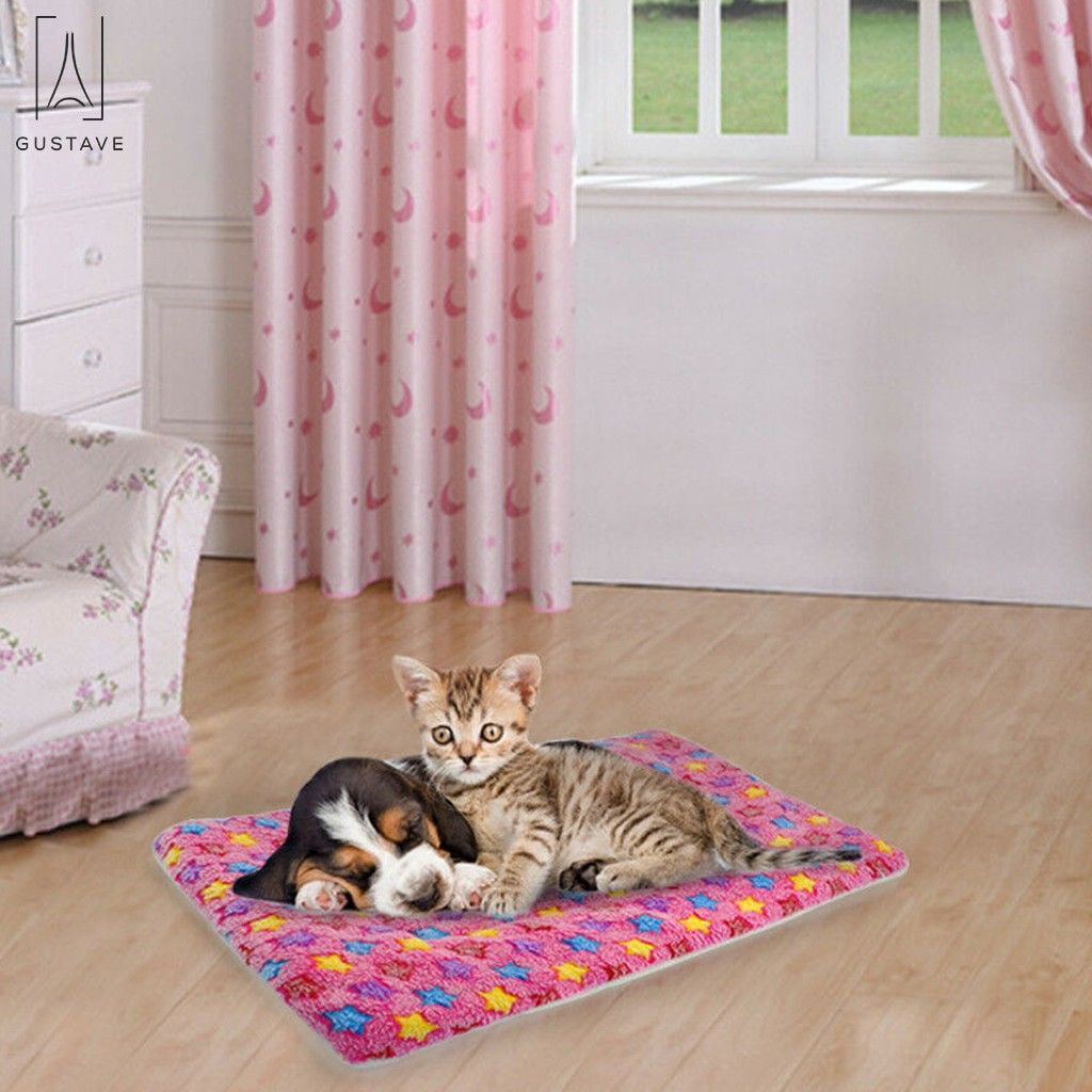 GustaveDesign Large Dog Pet Sleep Mat Soft Warm Reversible Fleece Crate Bed Mat Kennel Pad Cage Cushion for Large Small Medium Dog Cat 