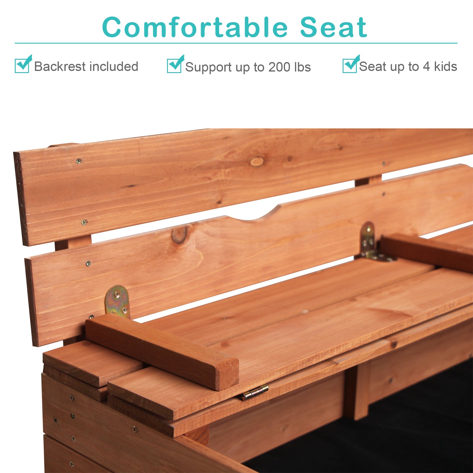 JOYMOR 47x47inch Kids Large Wooden Sandbox with Bench Seats， Children Outdoor Playset， Outdoor Cedar Sandbox with Bottom Liner， Convertible Square Sandbox for Backyard， Home， Lawn