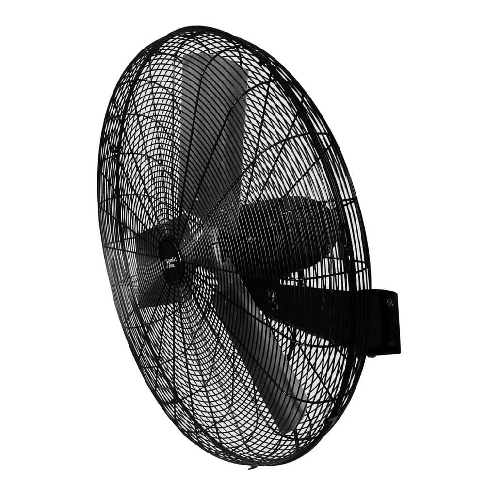 Comfort Zone 30 in Black HighVelocity Industrial 2Speed Wall Fan with Aluminum Blades and Adjustable Tilt