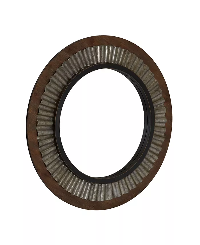 Household Essentials Wood Framed Sunburst Metal Mirror