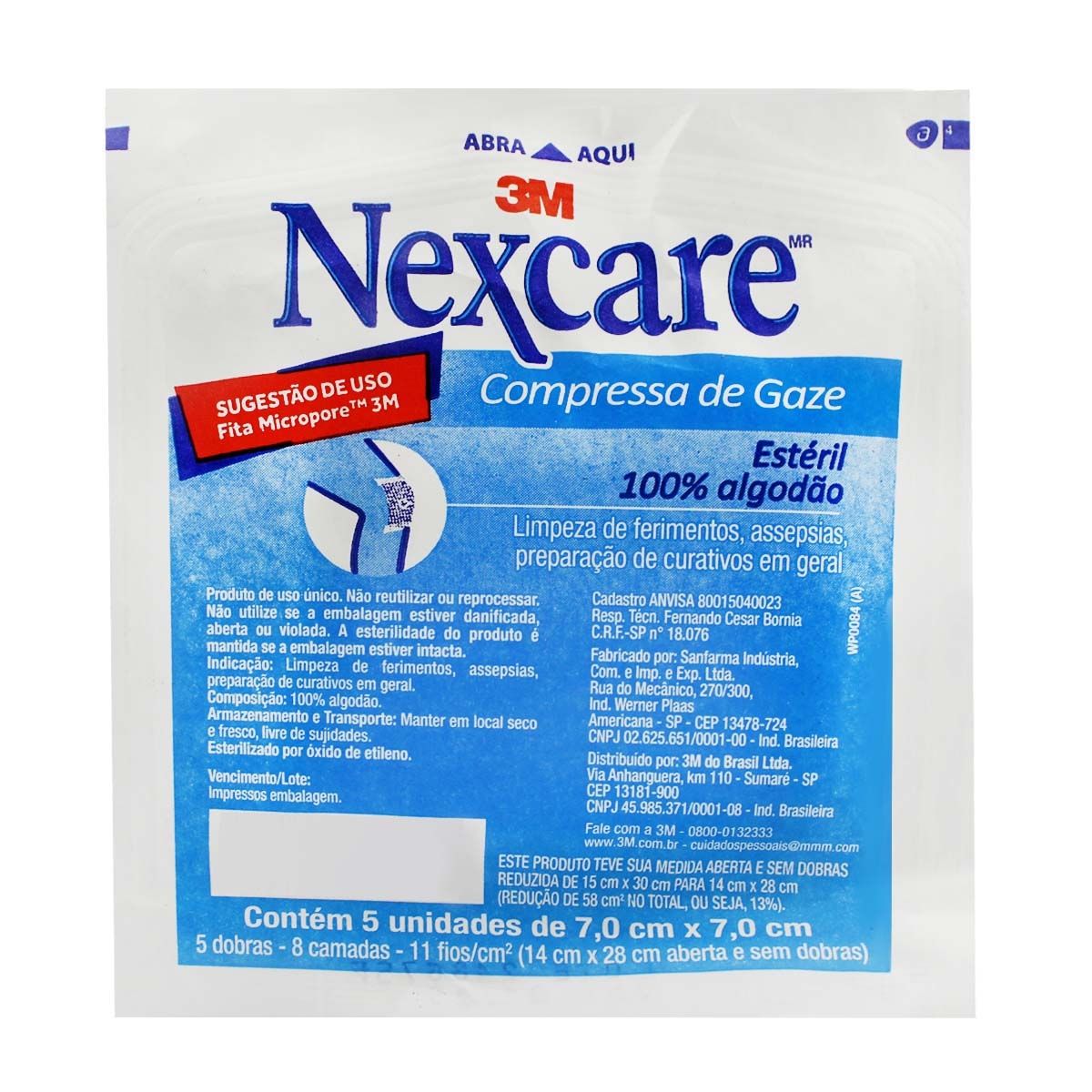 Compressa de Gaze Nexcare 7Cm X 7Cm com 5 Unidades 3M
