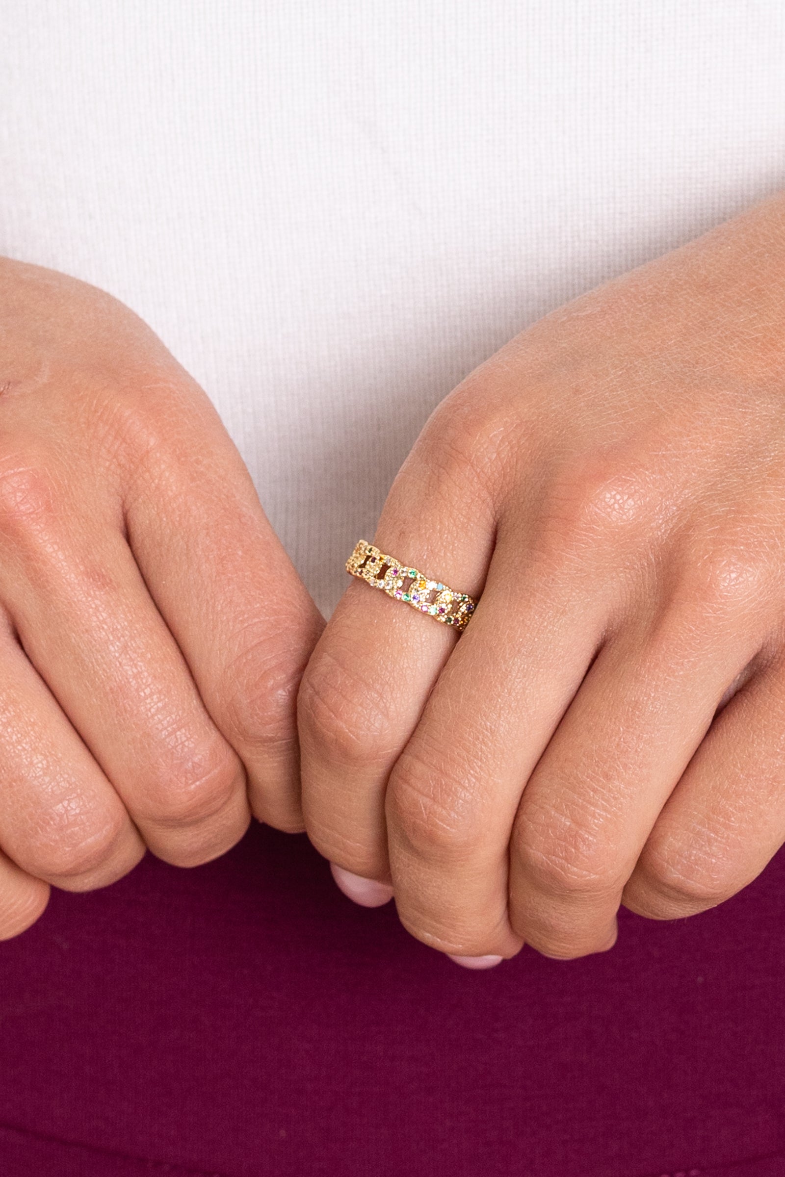 Rainbow Crystal Band Ring