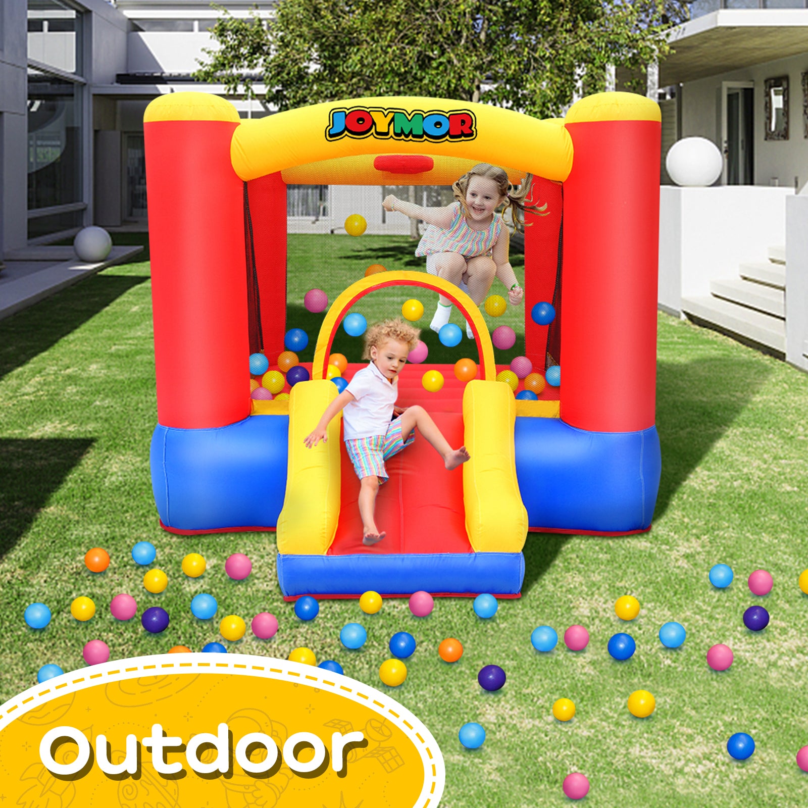 JOYMOR Inflatable Bounce House, Jump'n Slide Castle Indoor/Outdoor Oxford Playhouse for Toddler Little Kids Age 1-3 W/Air Blower
