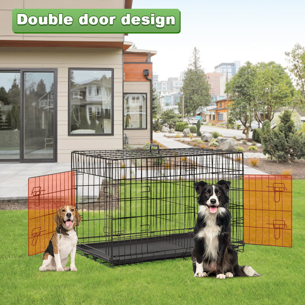 BestPet Folding Dog Crate with Divider and Tray， 42
